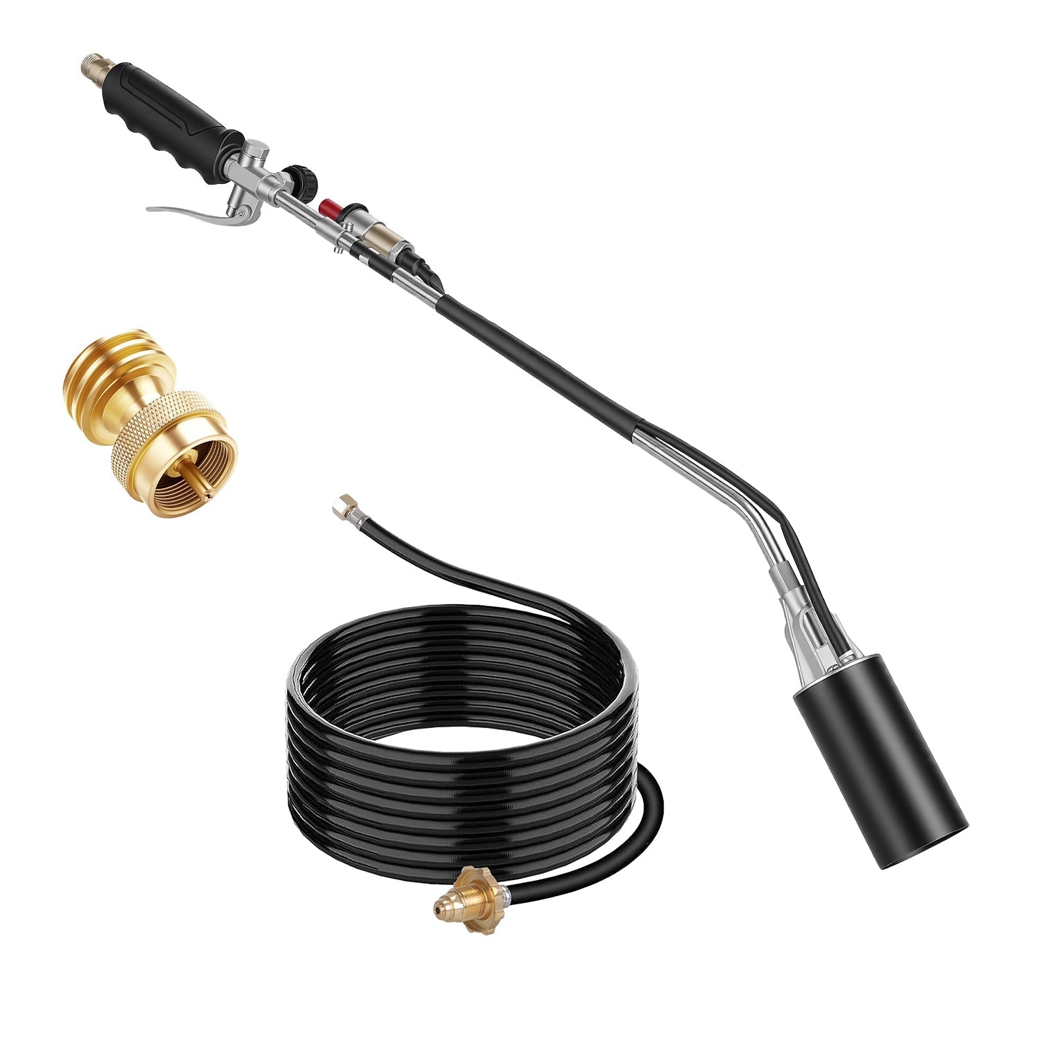 180,000 BTU Propane Weed Torch Heavy Duty Weed Burner Flame Weeder with 10FT Hose Piezo Ignition Adjustable Flame Control for Weeds Ice Snow Asphalt F
