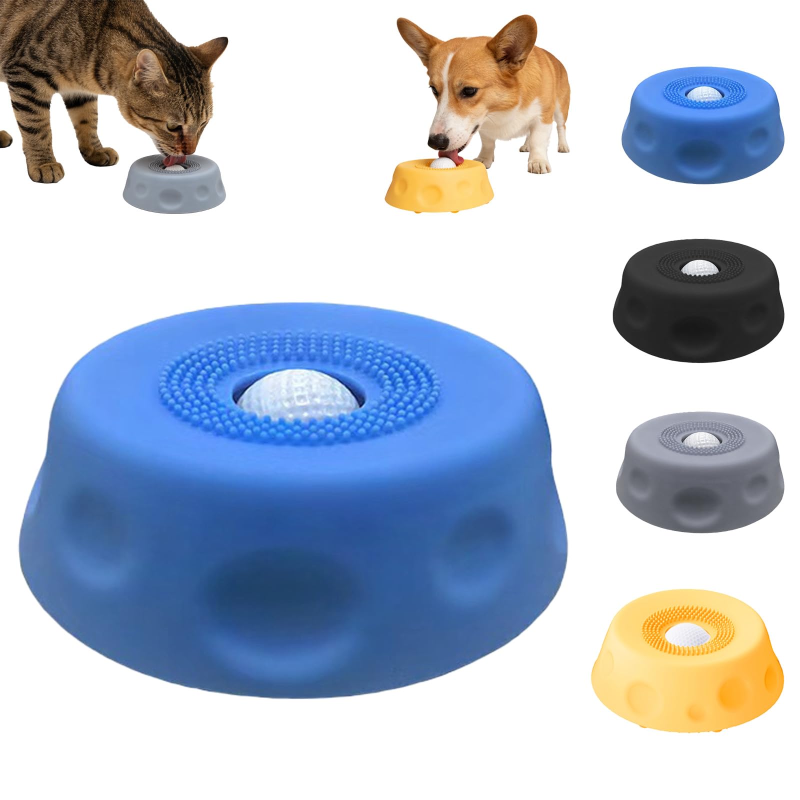 Dog Lick Bowl With Ball,Lick Ball Bowl For Dogs,Dog Licking Bowl With Rolling Ball,Slow Feeder Ball Bowl To Slow Pet Eating,Rolling Ball Dog Bowl Give Pet More Time To Enjoy Eating
