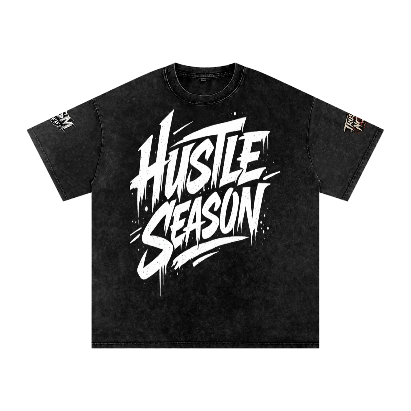 HUSTLE SEASON Snow Washed Oversized Cotton T-Shirt