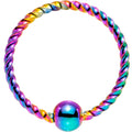 20G 5/16 Rainbow Anodized So Twisted Captive Style Seamless Ring
