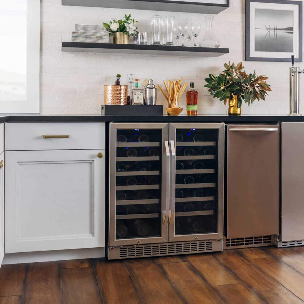Edgestar 30-Inch Wide 56 Bottle Capacity Built-In French Door Wine Cooler With Door Locks [CWR5631FD] (SAK56381)