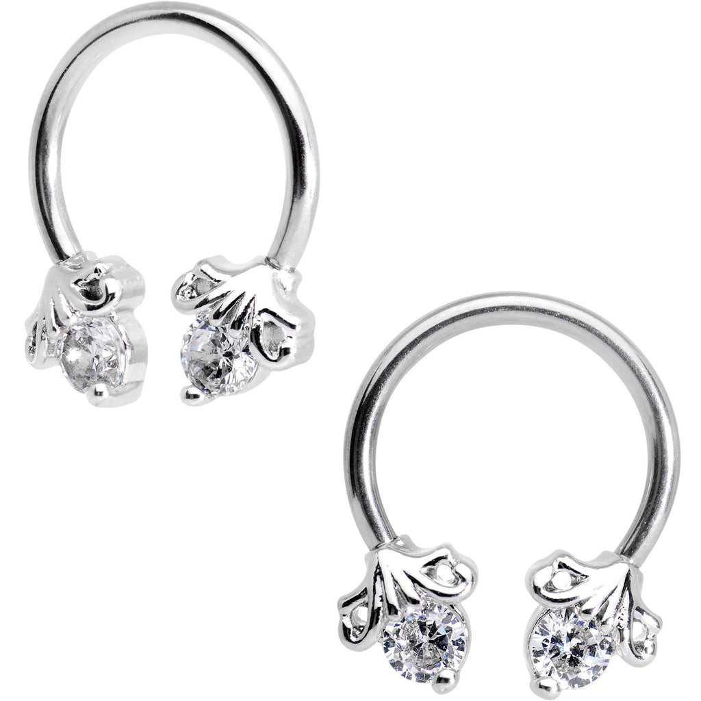 16G Clear CZ Gem Flower Horseshoe BCR Captive Ring Set of 4