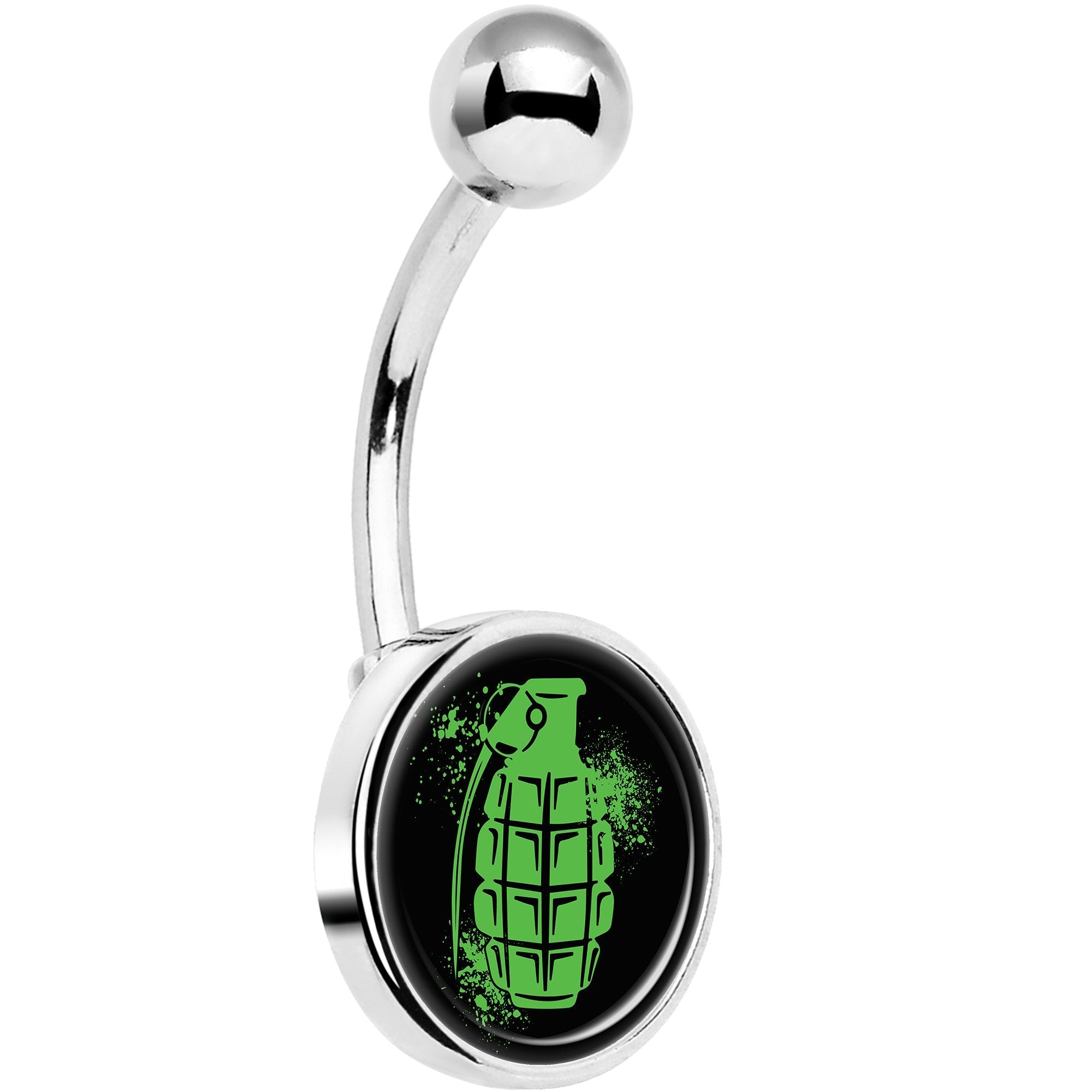 Green Grenade Belly Ring