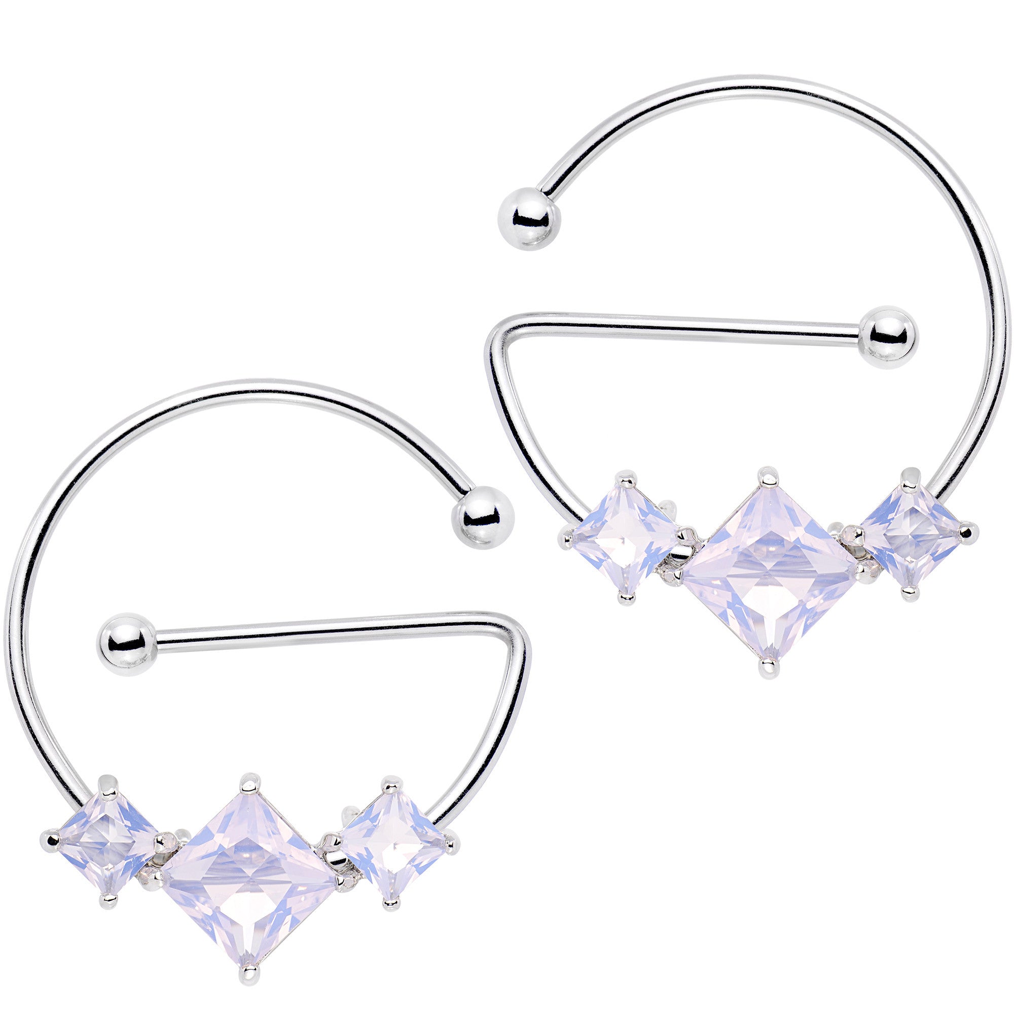 14G 5/8 Aurora Gem Glam Trio Universal Nipple Ring Set