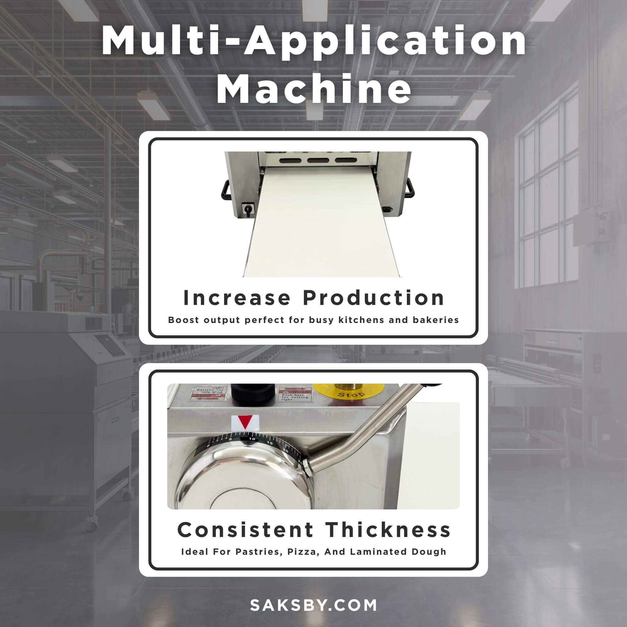 Commercial Electric 110V Foldable Stainless Steel Dough Sheeter (SAK59273)