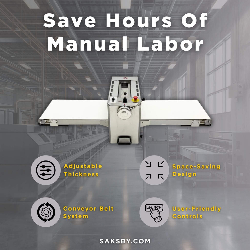Commercial Electric 110V Foldable Stainless Steel Dough Sheeter (SAK59273)