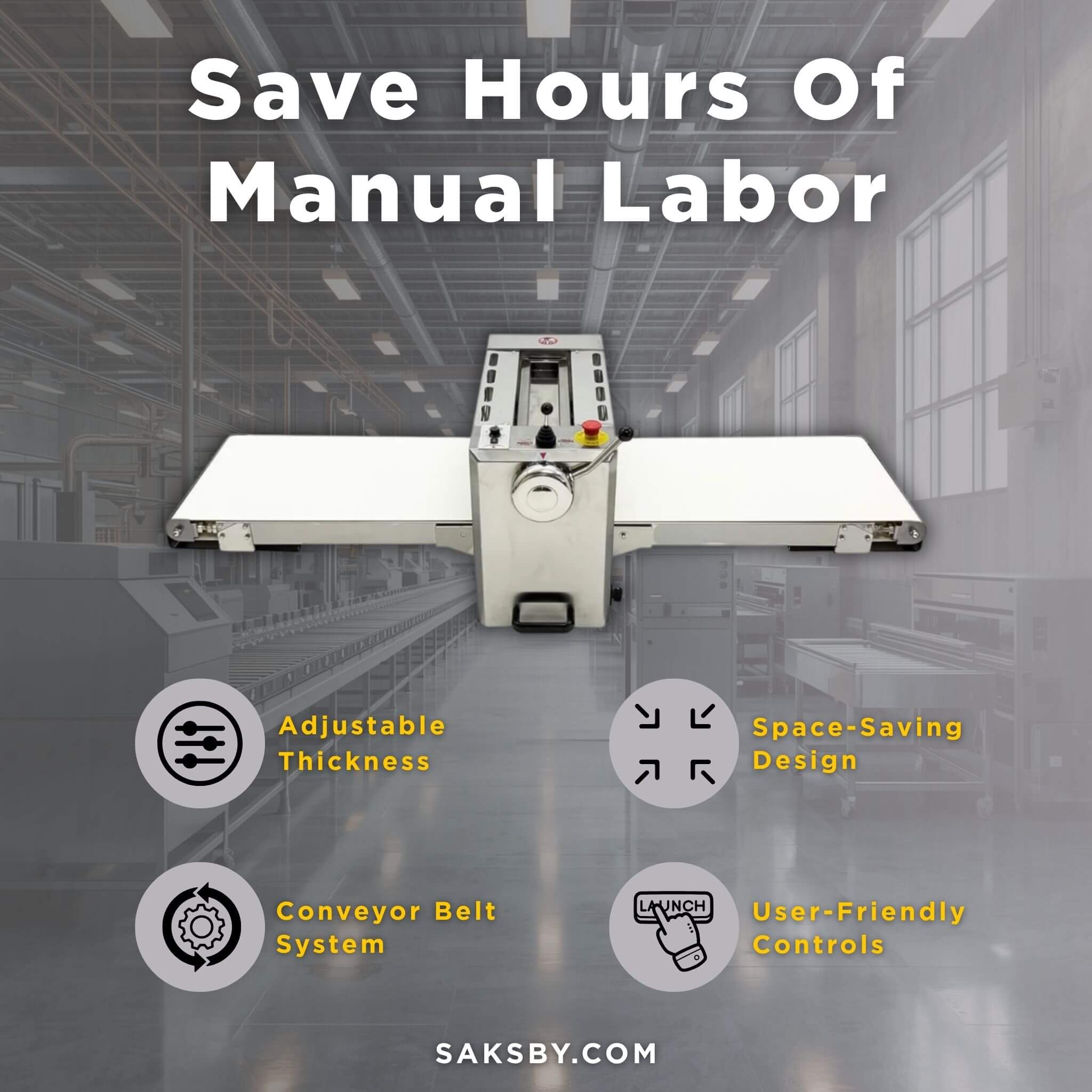 Commercial Electric 110V Foldable Stainless Steel Dough Sheeter (SAK59273)