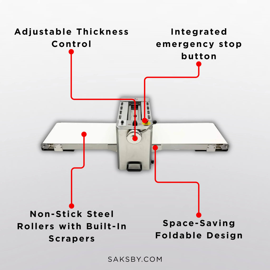 Commercial Electric 110V Foldable Stainless Steel Dough Sheeter (SAK59273)