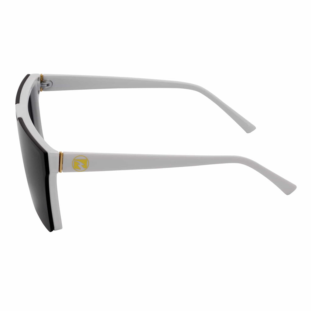 ELECTRIC - Large Rimless Rectangle Shield Sunglasses Gloss White Dark Smoke
