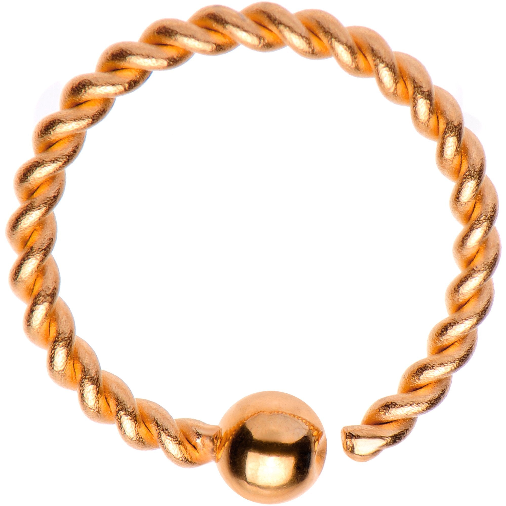 16G 3/8" Rose Gold Tone IP So Twisted Captive Style Seamless Ring