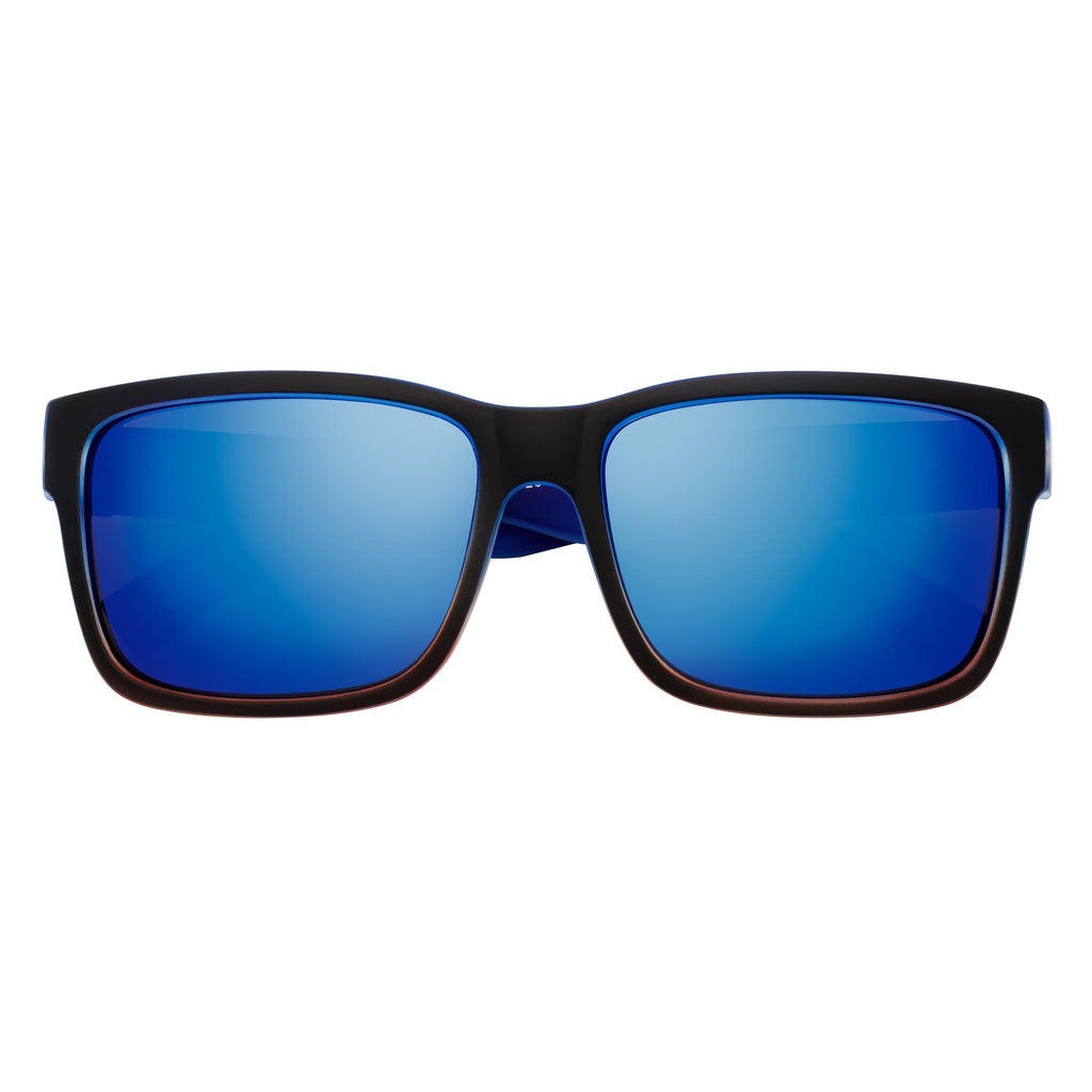 ENZO - Modern Sports Thick Square Sunglasses Black Blue-Red Blue Mirror