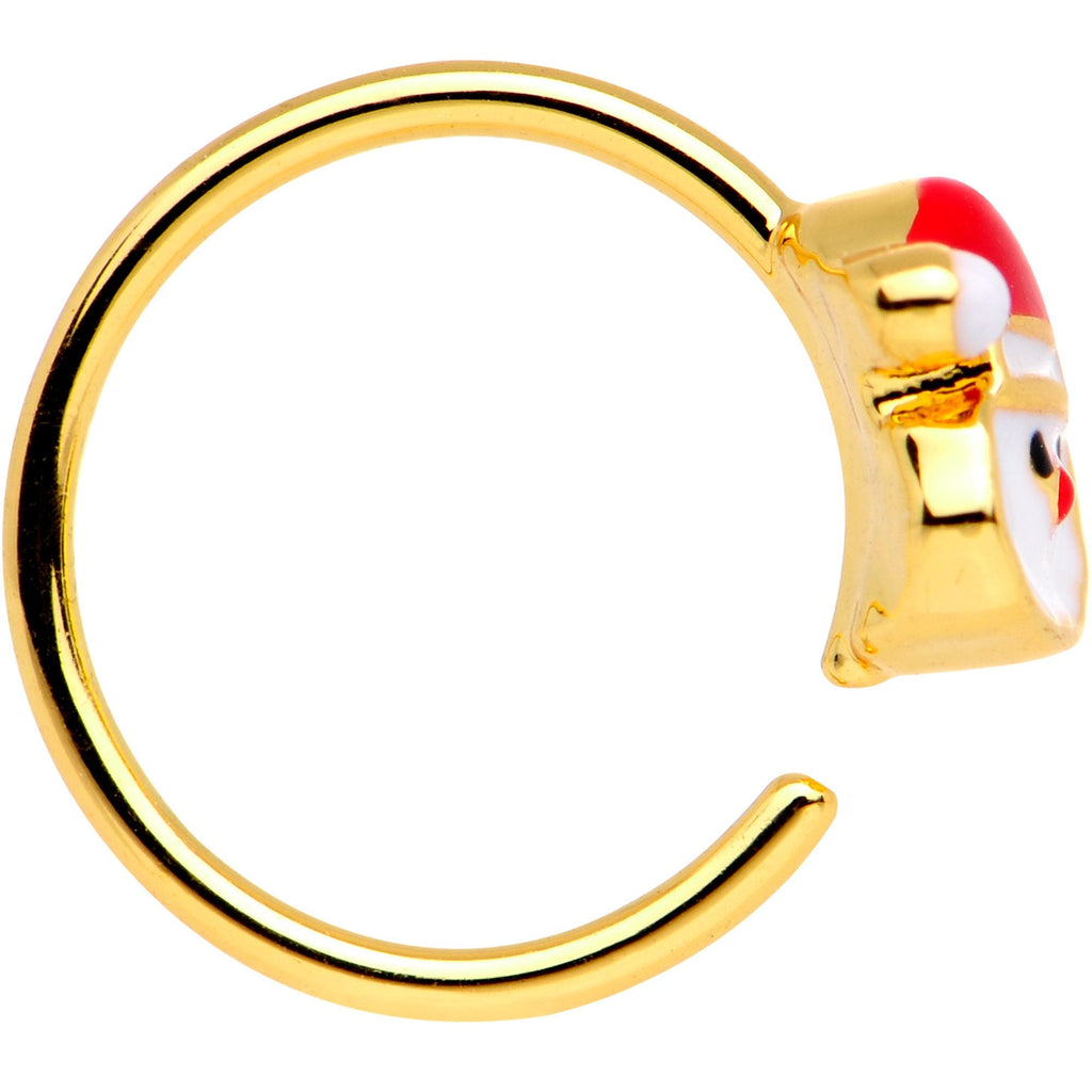 20G Gold Tone Plated Red White Santa Seamless Circular Ring