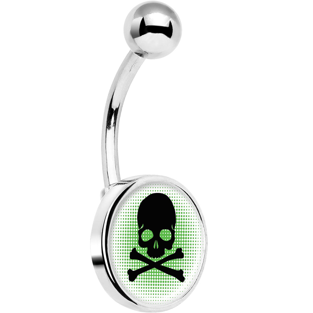 Green Black Skull Belly Ring
