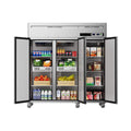 Extra-Large 72-Inch 54 Cu.Ft Commercial 3-Door Upright Reach-In Freezer Refrigerator Combo With Wheels (SAK68325)