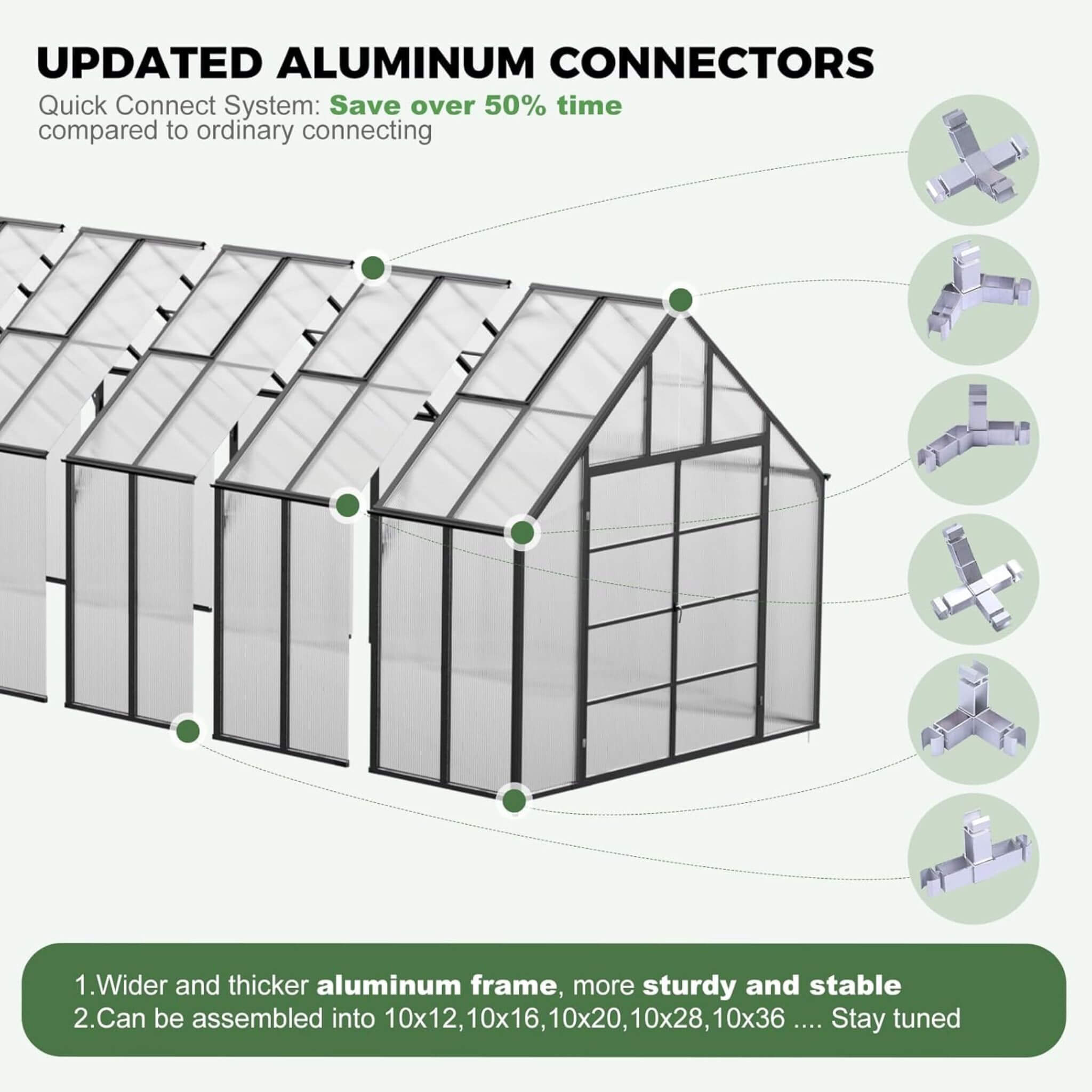 [10X36FT] Extra-Large Heavy-Duty Outdoor Walk-In Greenhouse With Adjustable Roof Vents, 4MM (SAK26174)