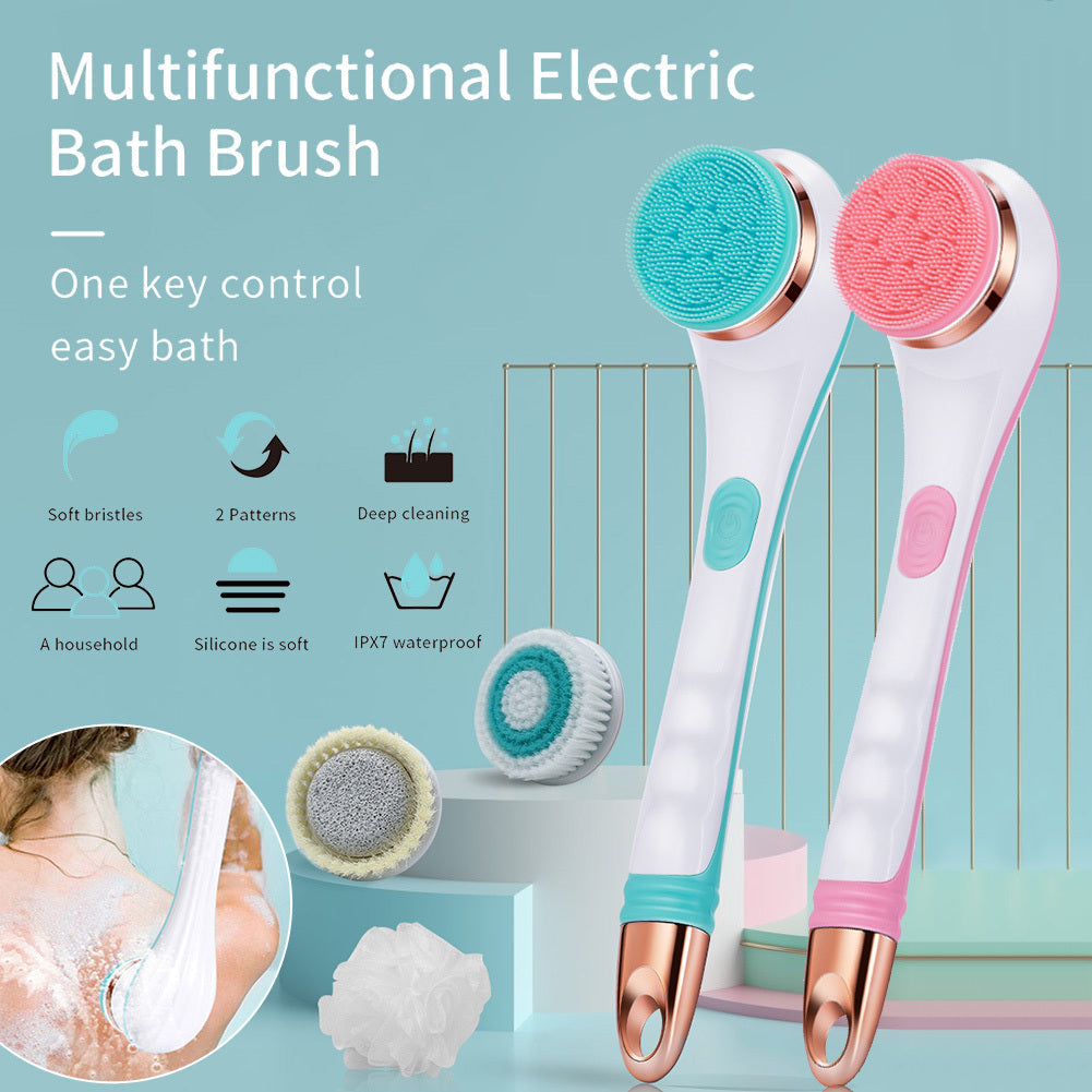 Rechargeable Rotating Bath Brush – 4 Heads, 2-Speed Body Scrubber