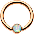 14G 3/8 White Faux Opal Rose Gold IP BCR Captive Ring