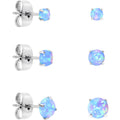 Light Blue Synthetic Opal Stainless Steel Post Stud Earring Pack Set of 3