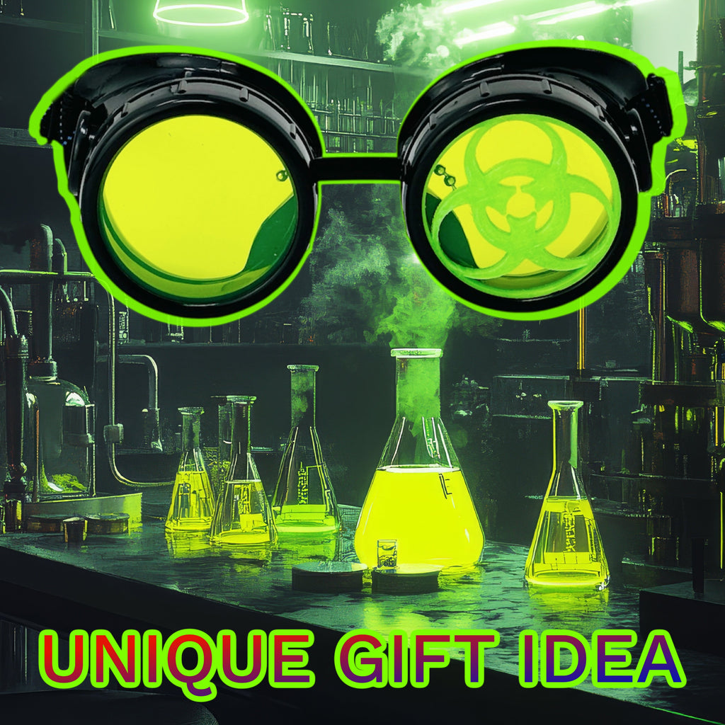 Mad Scientist Biohazard Goggles – cosplay Eyewear - neon pink, green, orange lenses