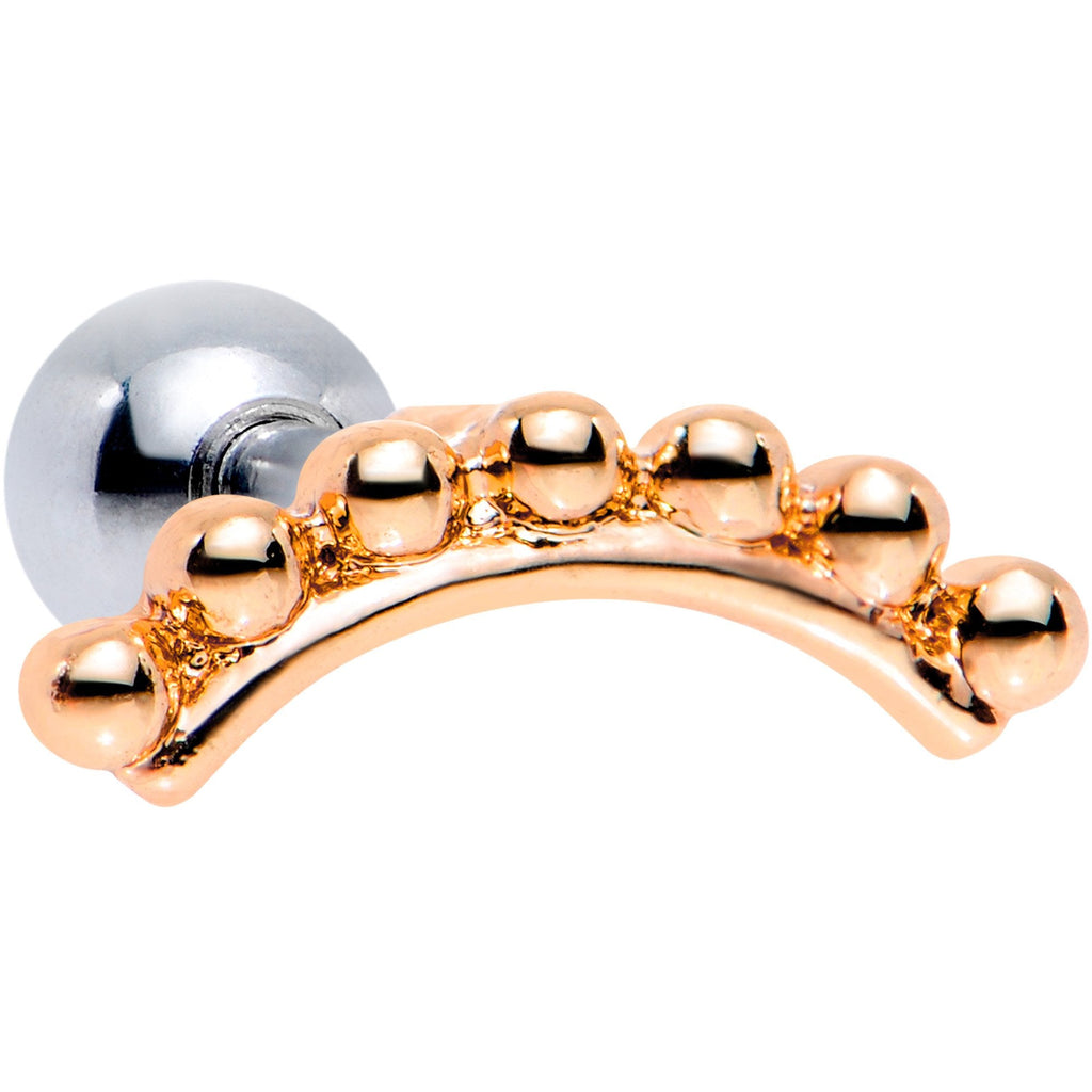16G 1/4 Rose Gold Tone Crescent Arc Cartilage Tragus Earring