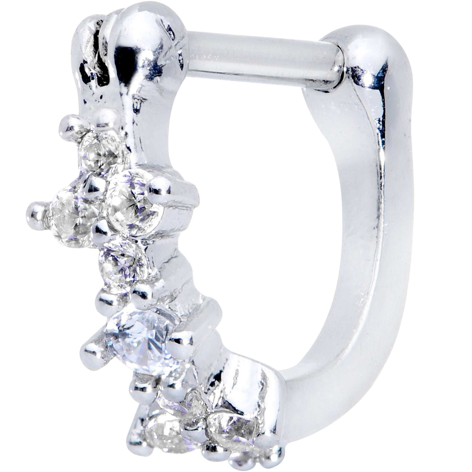 16G 5/16 Clear Gem Sparkle Hinged Cartilage Clicker