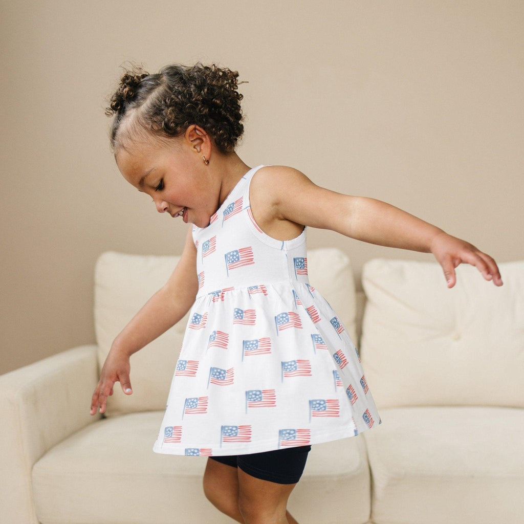 4th of July Flag Print Bamboo Peplum Top & Bike Shorts