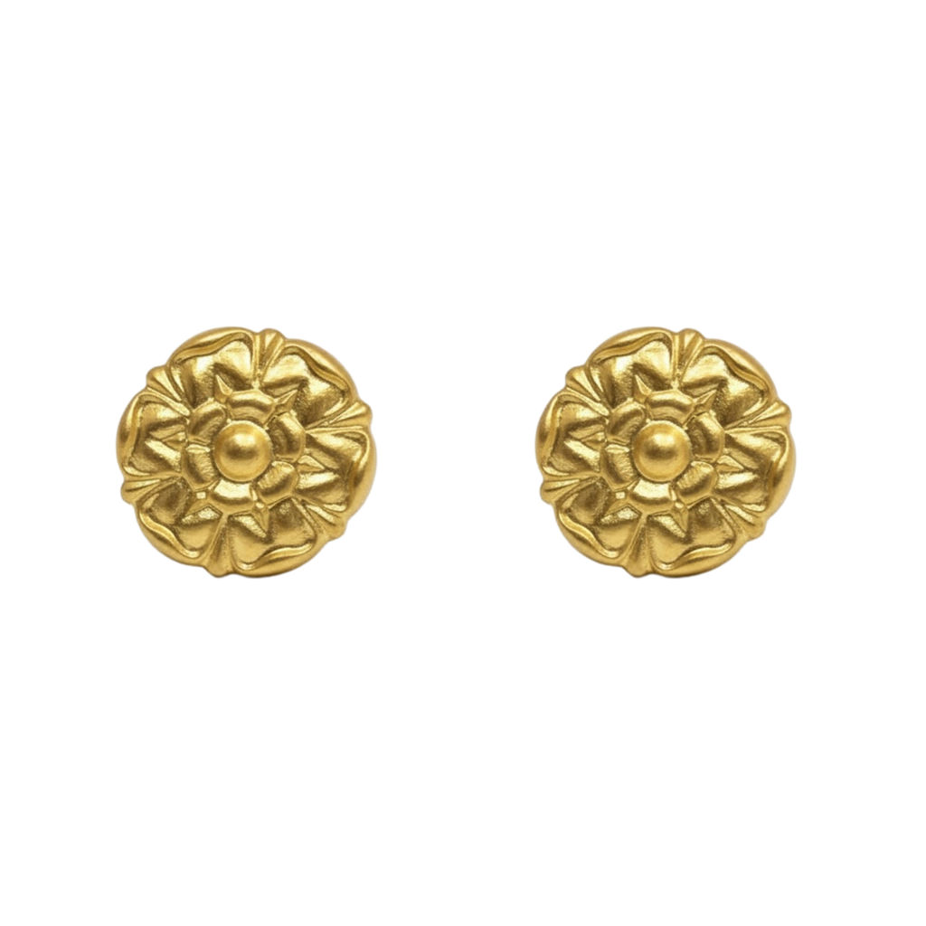Matte Gold Flower Post Earrings