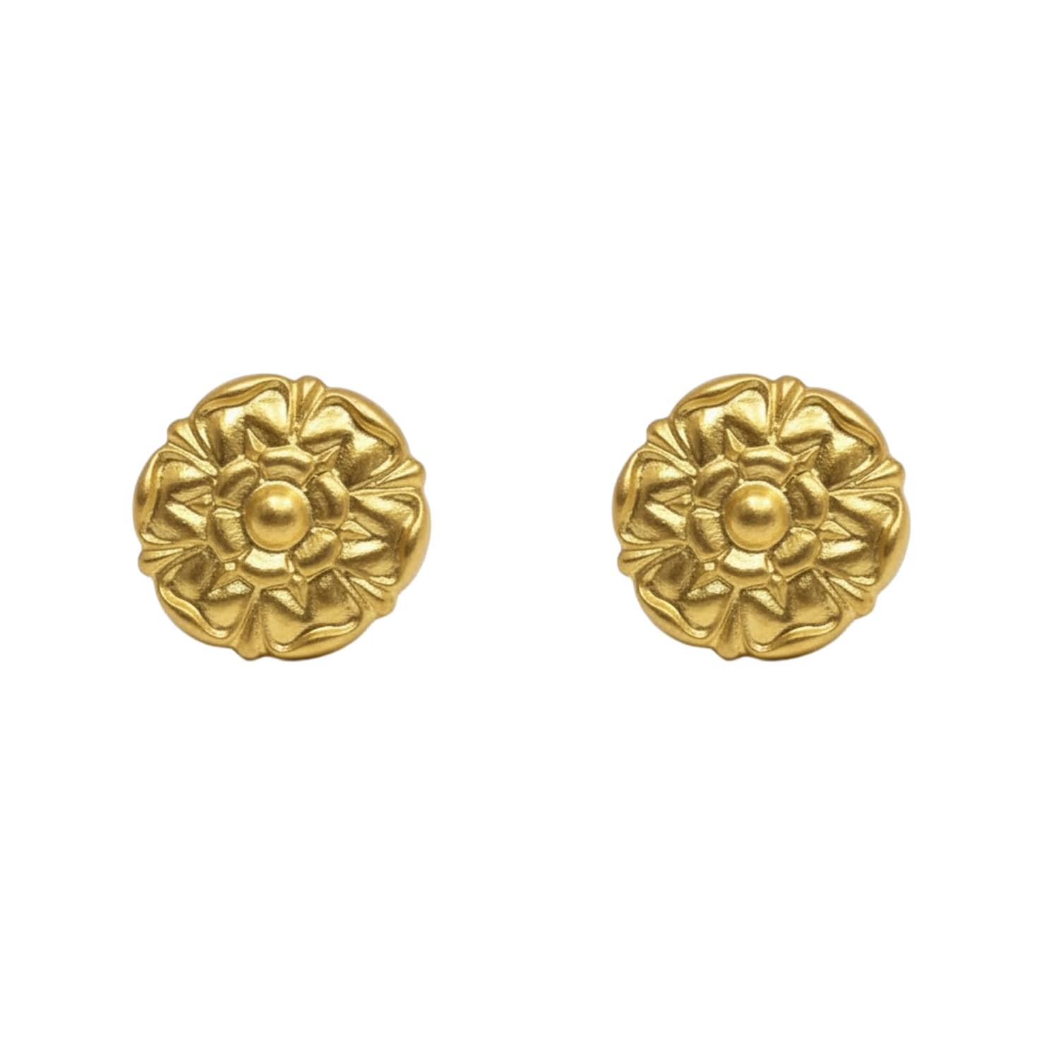 Matte Gold Flower Post Earrings