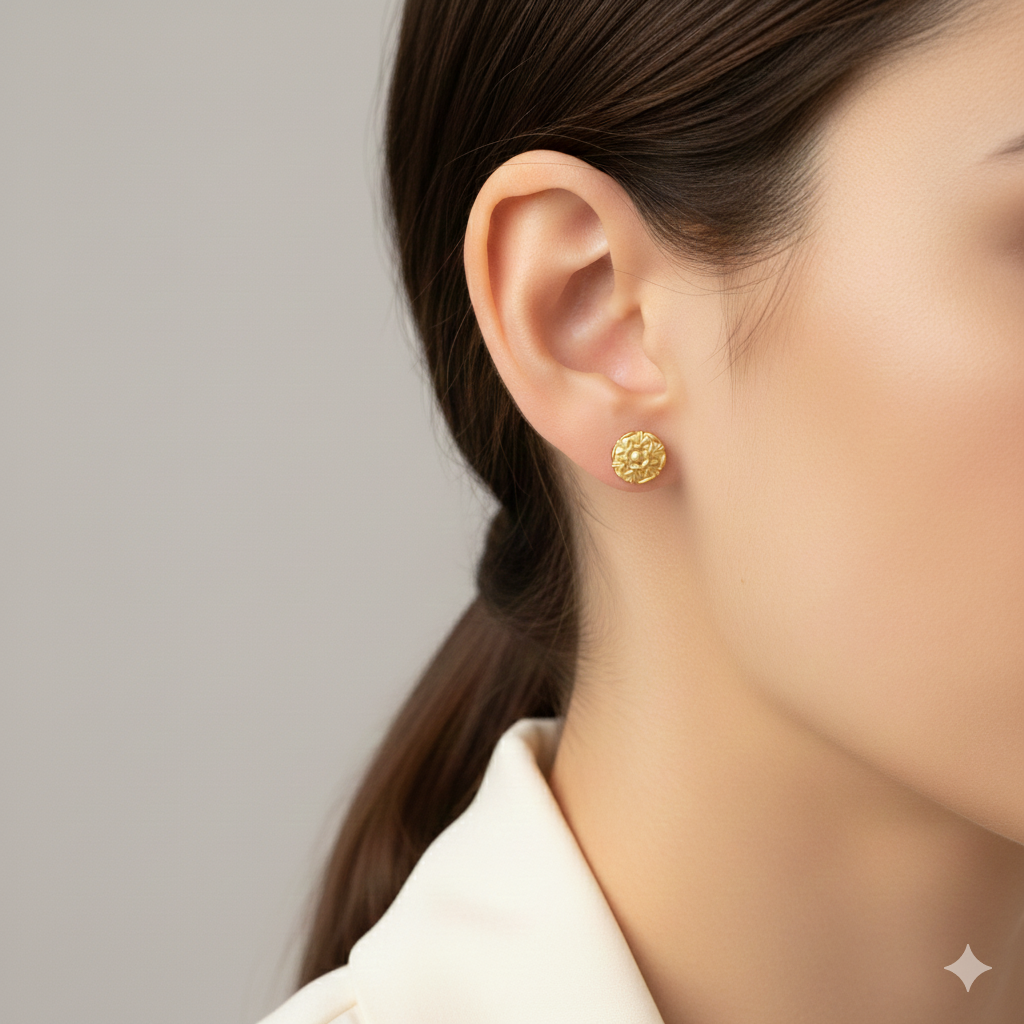 Matte Gold Flower Post Earrings