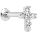 5/16 Clear CZ Internally Threaded Cross Labret Monroe