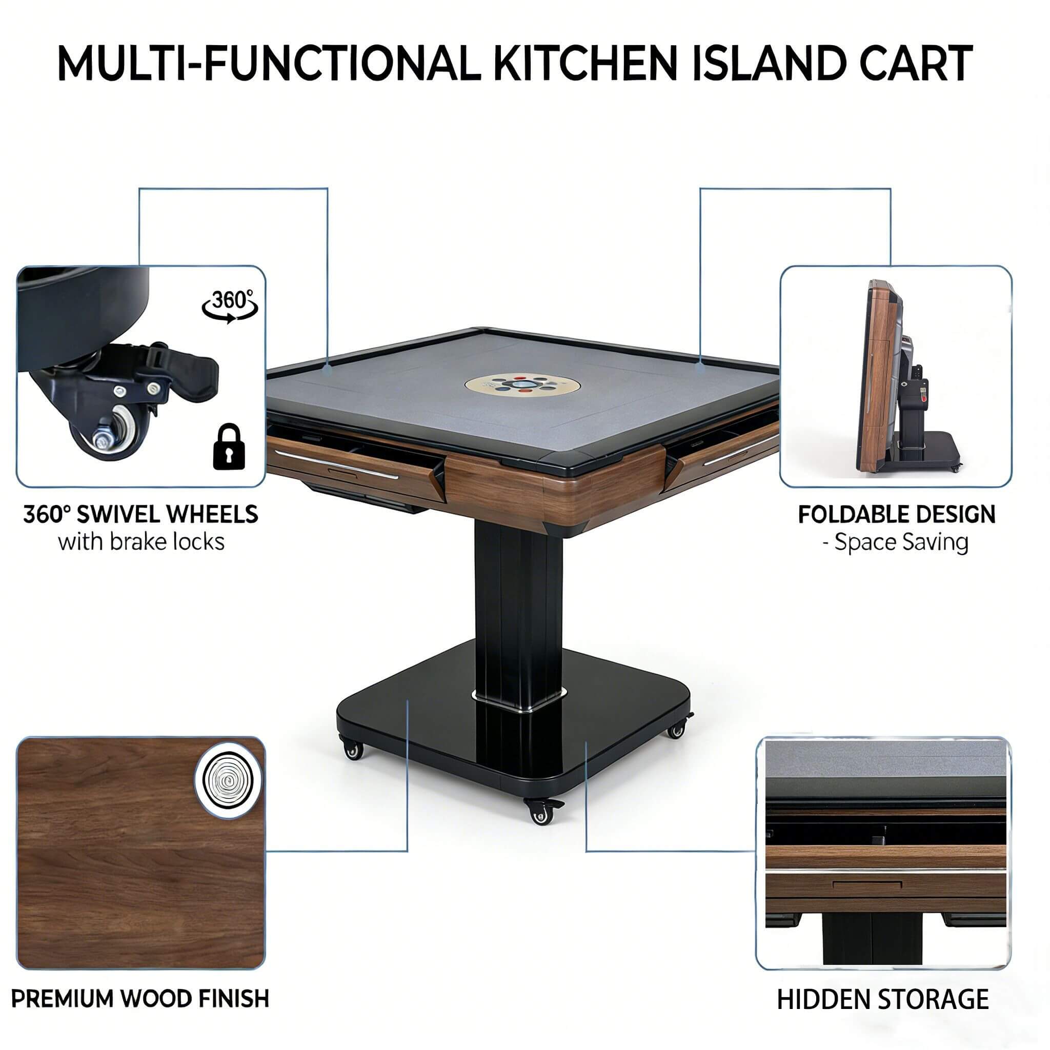 Foldable Automatic Mahjong Table With Wheels And Hard Cover (SAK63158)
