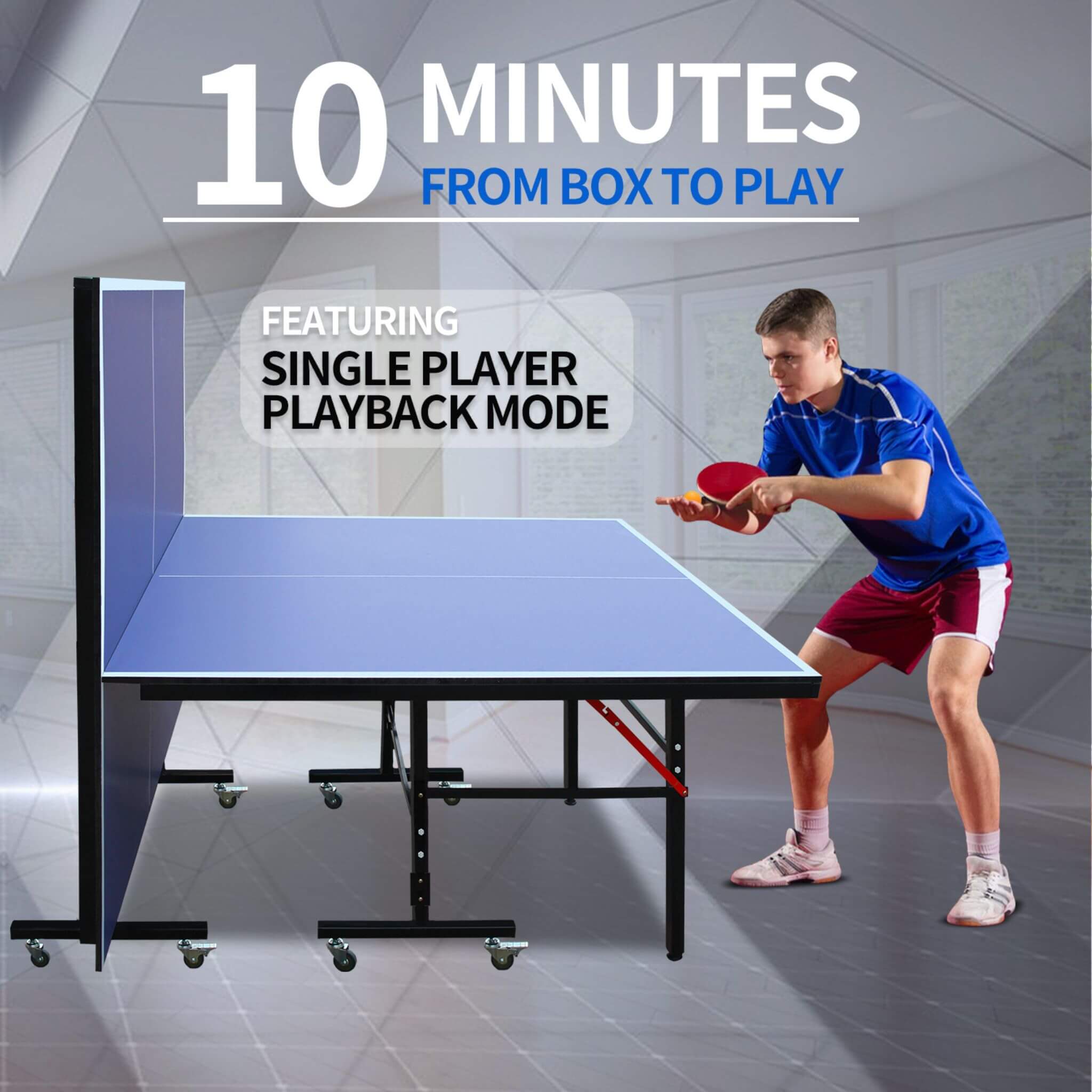 8FT Foldable Midsize Table Tennis Table Set With Paddles, Balls, And Net (SAK14735)