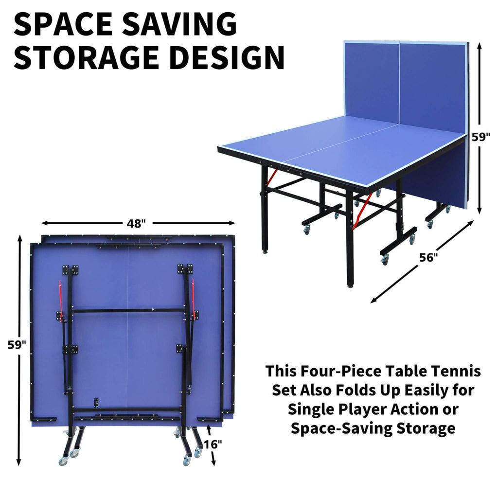 8FT Foldable Midsize Table Tennis Table Set With Paddles, Balls, And Net (SAK14735)