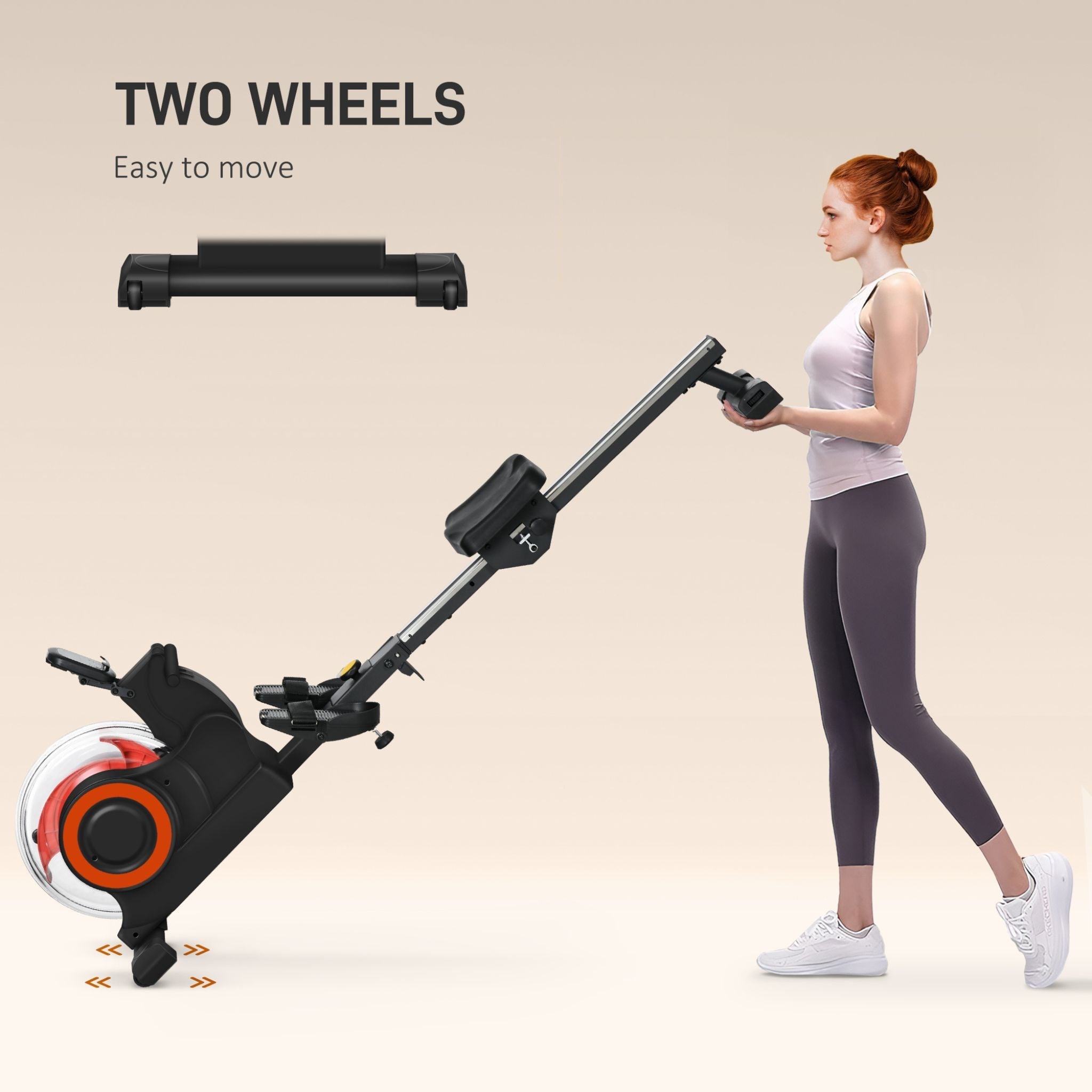 Rovix Foldable Water Rowing Machine With Adjustable Resistance, Wheels, LCD Monitor And Tablet Holder (SAK53758)