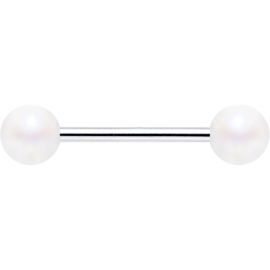Matte Iridescent White 6mm Acrylic Ball Barbell Tongue Ring