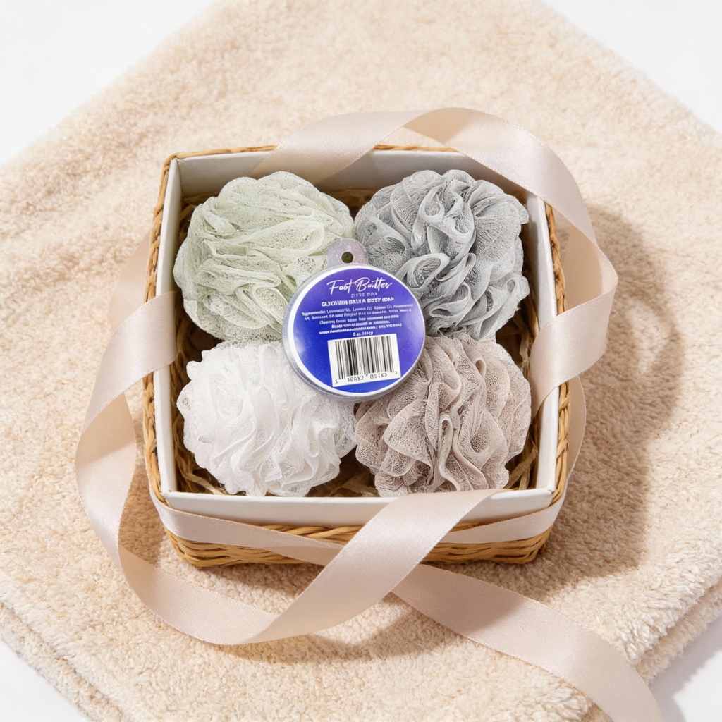 Lavender Bath Bundle – Moisturizing Glycerin Soaps & Shower Loofah Set