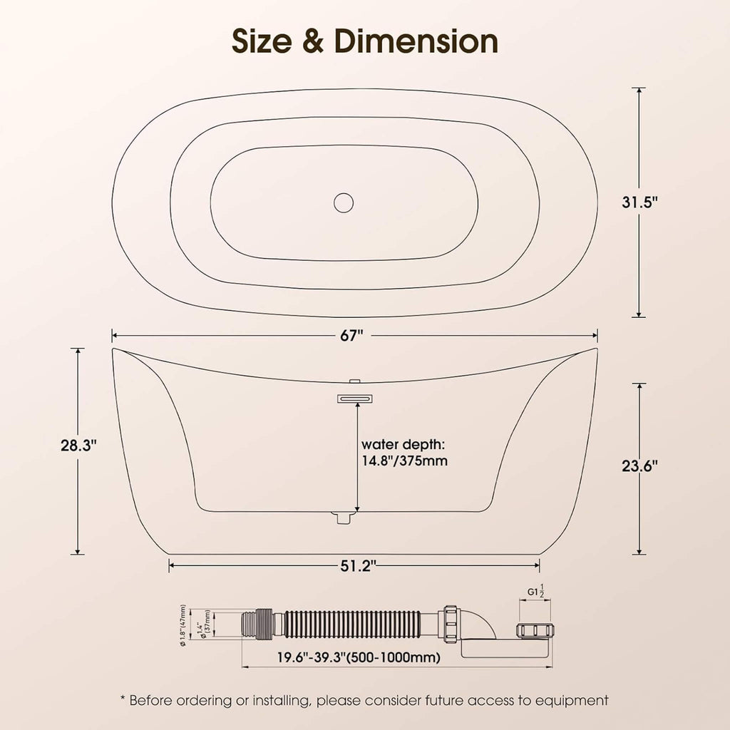Nuvia Verano Freestanding Whirlpool Air Bubble LED Massage Bathtub (SAK47639)