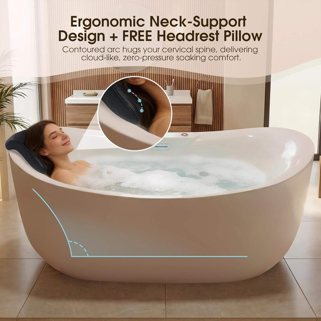 Nuvia Verano Freestanding Whirlpool Air Bubble LED Massage Bathtub (SAK47639)
