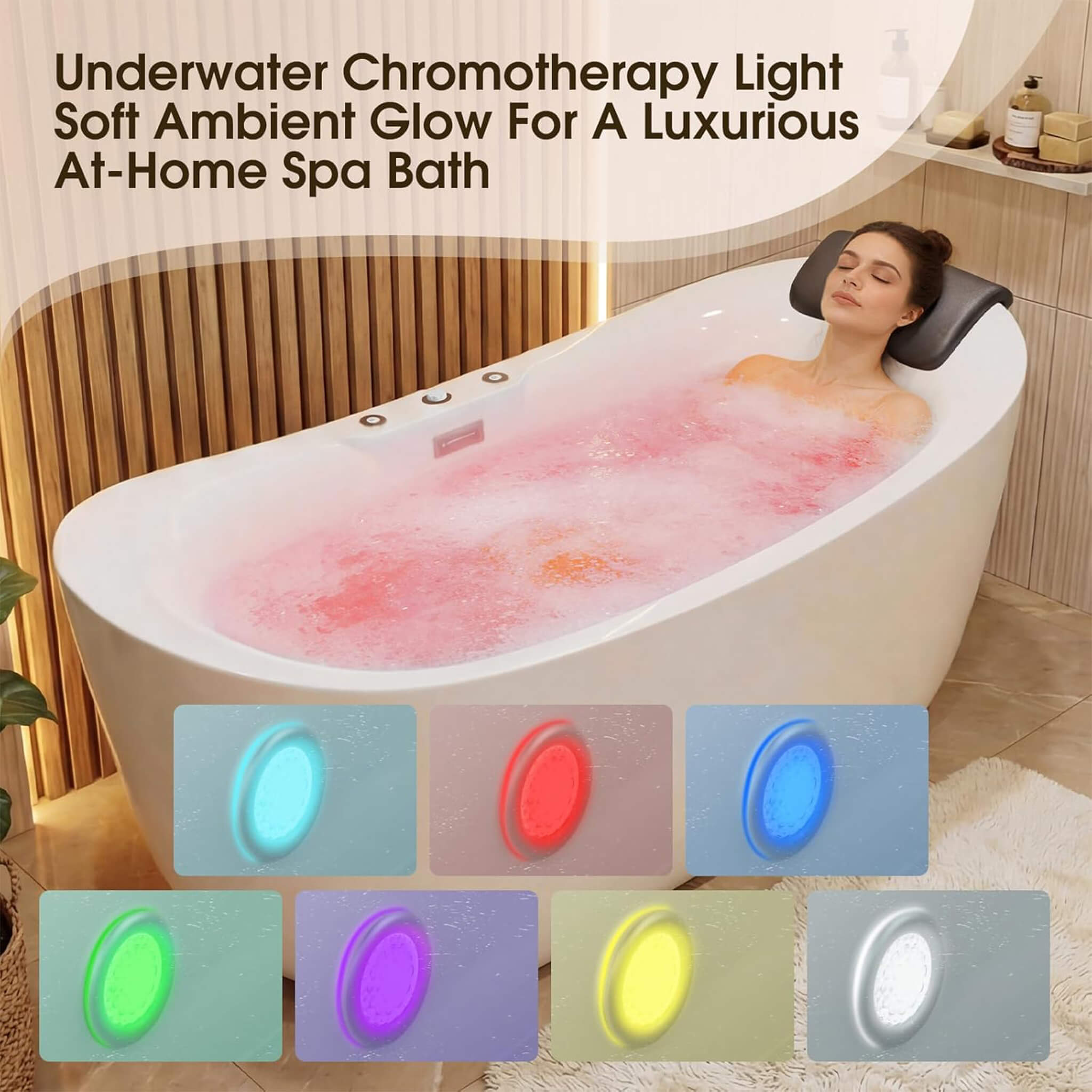 Nuvia Verano Freestanding Whirlpool Air Bubble LED Massage Bathtub (SAK47639)
