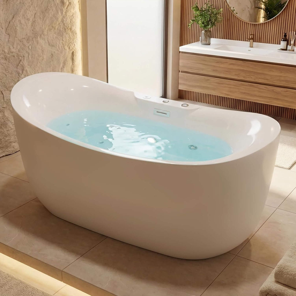 Nuvia Verano Freestanding Whirlpool Air Bubble LED Massage Bathtub (SAK47639)