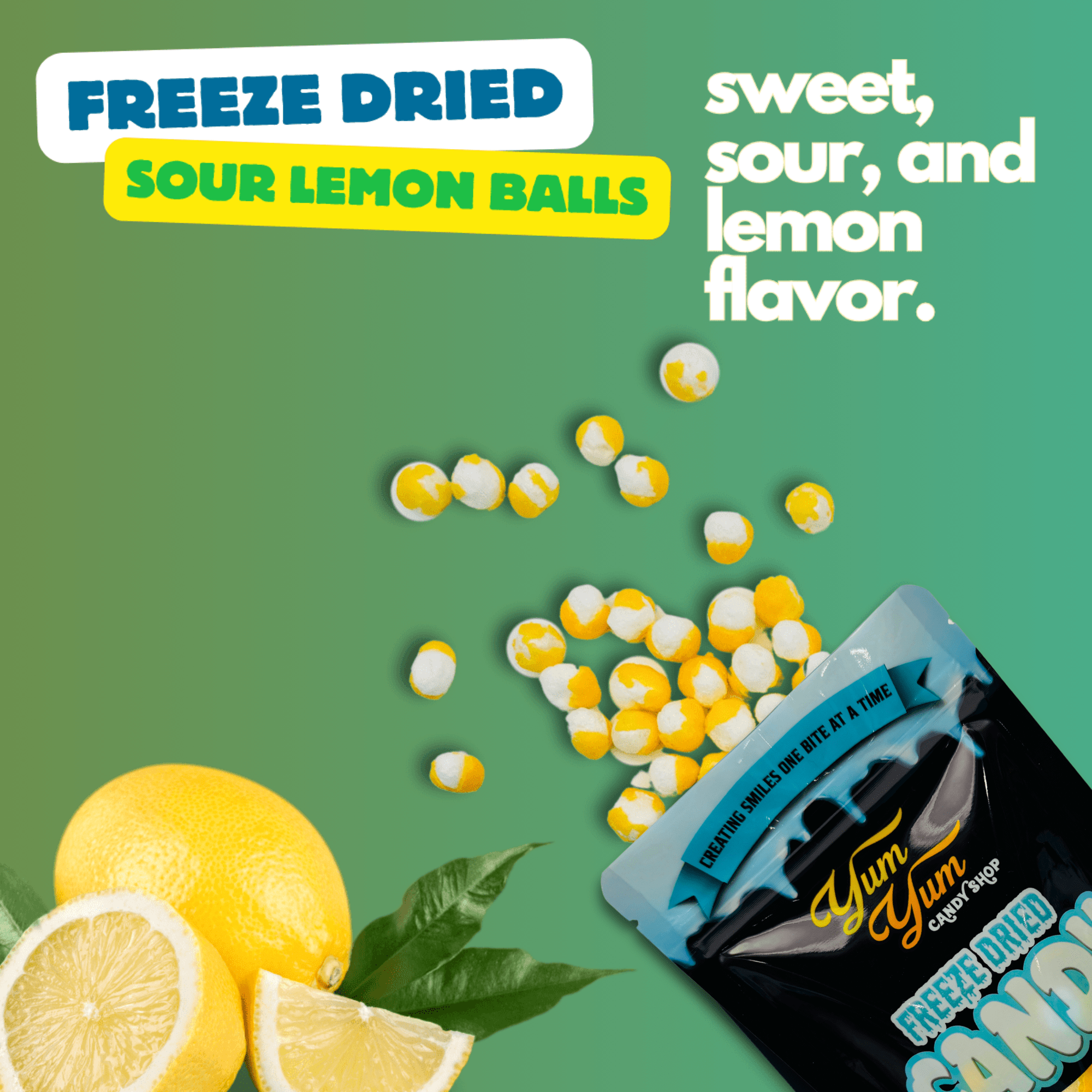 Freeze Dried Lemon Balls - Candy Snack | Yum Yum Candy Shop