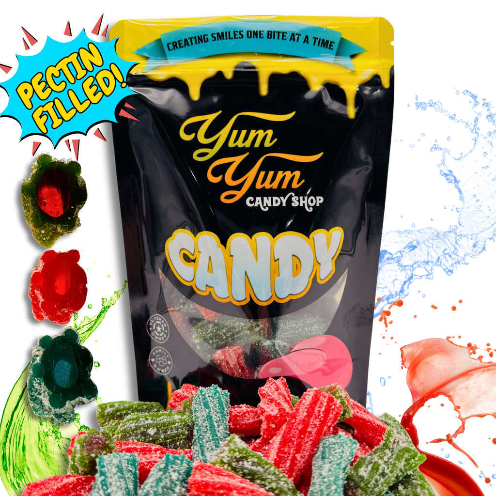 Fruit Filled Sour Licorice Twists – Watermelon, Strawberry & Blue Raspberry | Yum Yum Candy Shop