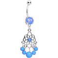 Blue Faux Opal Lotus Flower Dreamcatcher Dangle Belly Ring