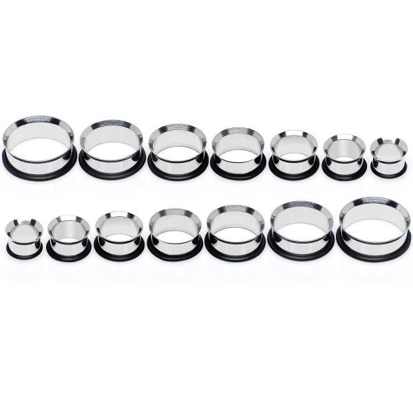 1/2 inch to 1 inch Seven Piece Steel Ear Stretching Tunnel Kit Set of 2