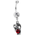Clear Red Gem Fire Dragon Dangle Belly Ring