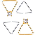 20G 3/8 Clear Gem Multi Triangle Seamless Ring Set