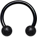16G 5/16 Black Color PVD Textured Horseshoe Circular Barbell