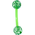 16G 5/16 Green Glitter Burst Curved Eyebrow Ring