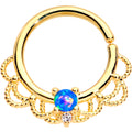 16G 5/16 Blue Faux Opal Gold Plated Seamless Circular Ring