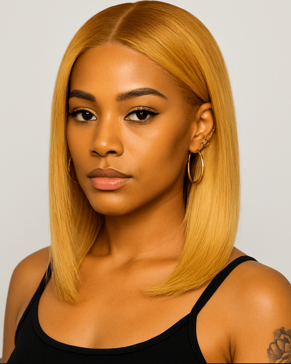 Golden Aura – Straight Lace Front Bob Wig (Honey Blonde)